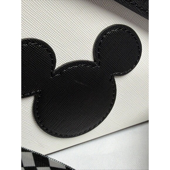 Disney Loungefly Mickey Mouse Black White Crossbody Bag Checker Strap NWT - Picture 11 of 16